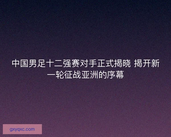 中国男足十二强赛对手正式揭晓 揭开新一轮征战亚洲的序幕