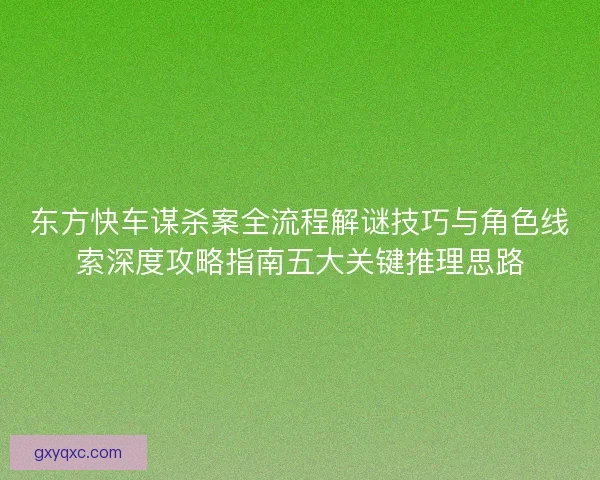 东方快车谋杀案全流程解谜技巧与角色线索深度攻略指南五大关键推理思路