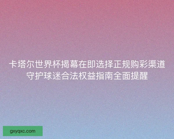 卡塔尔世界杯揭幕在即选择正规购彩渠道守护球迷合法权益指南全面提醒